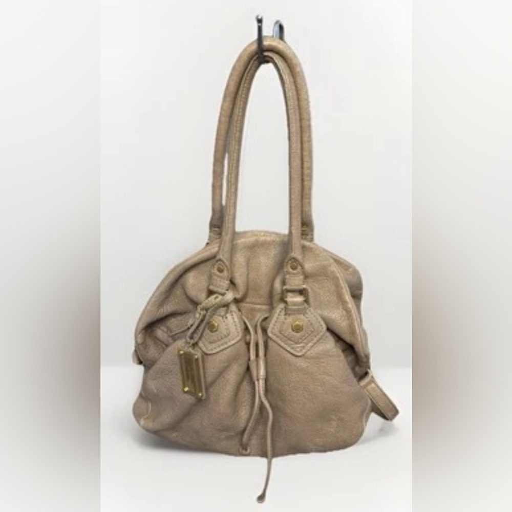 Marc By Marc Jacobs Classic Q Drawstring Leather Tan Shoulder Bag Gold Hardware